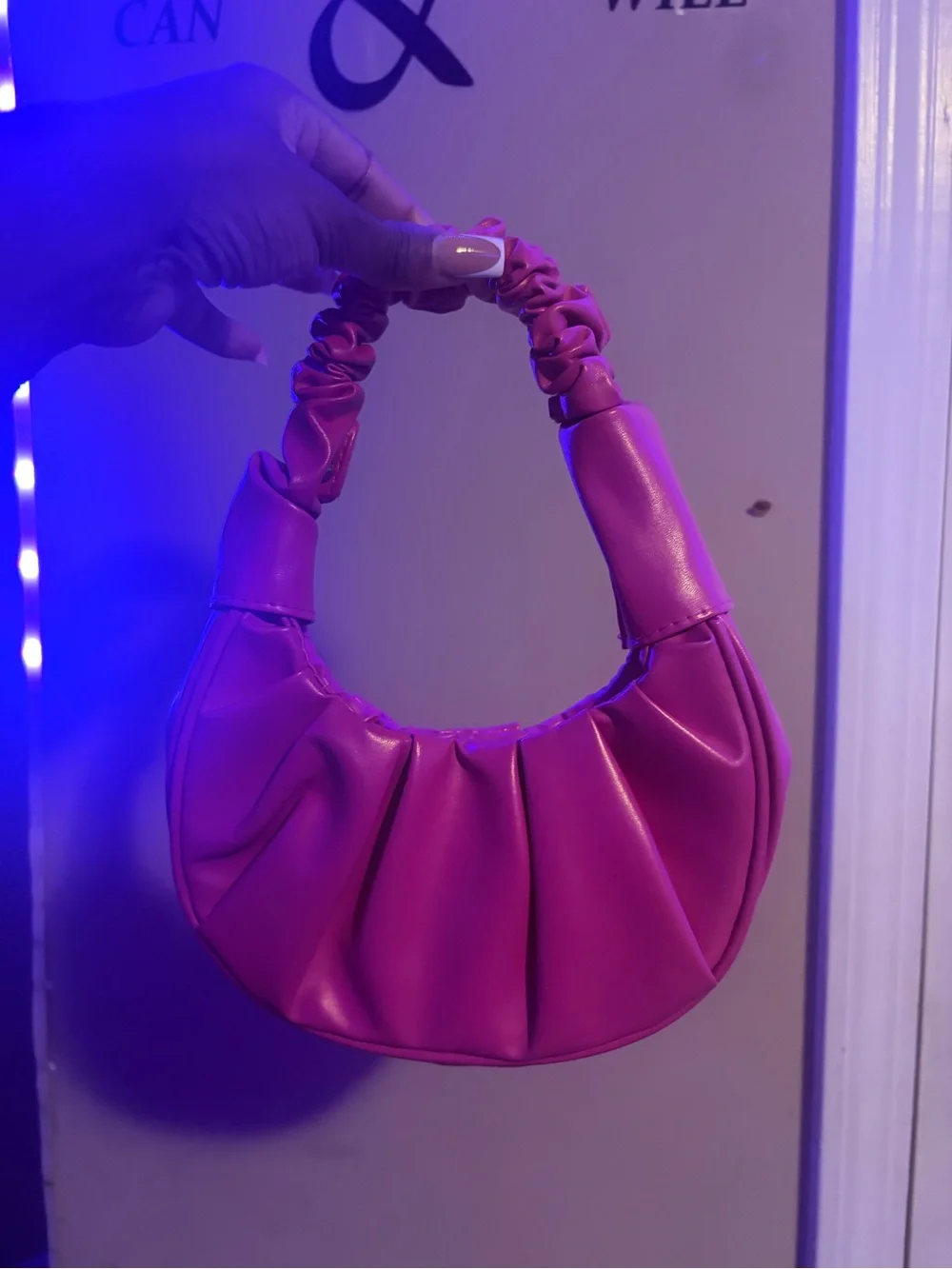 SHEIN Hot Pink Ruched Shoulder Bag